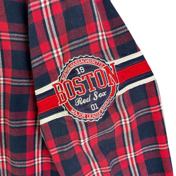 GENUINE MERCHANDISE Boston Red Sox Long Sleeve Button Front Red Flannel Shirt - Picture 7 of 11